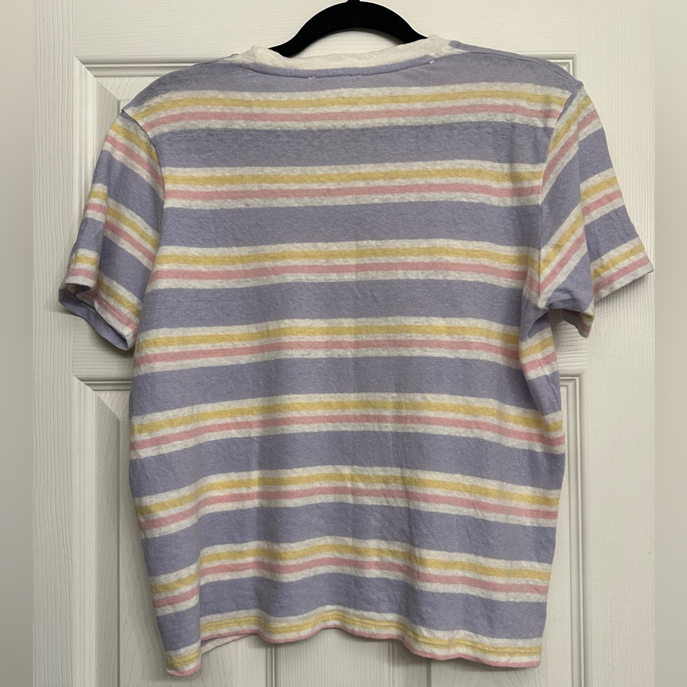 Sezane Constance Striped Tee in Lavender, Pink, Yellow - Small - Picture 2 of 6